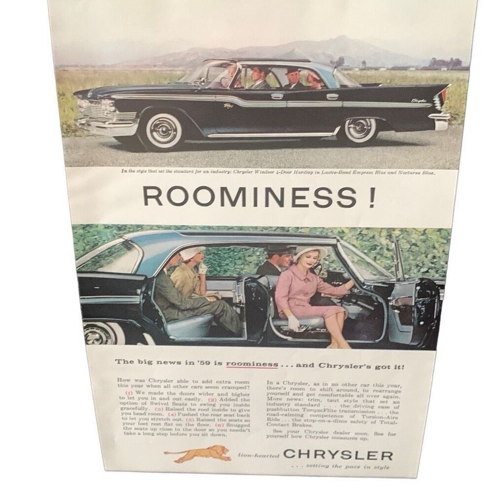 Vintage 1959 Chrysler Windsor 4 Door Hardtop Ad Advertisement